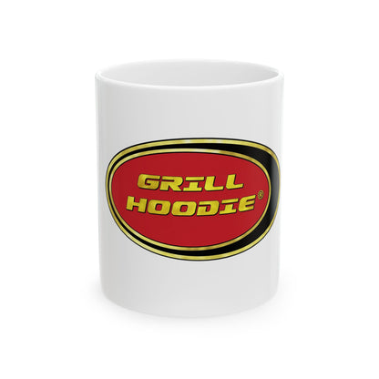 Grill Hoodie Ceramic Mug – Retro BBQ Logo Coffee Cup (11oz &amp; 15oz)