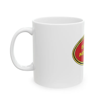 Grill Hoodie Ceramic Mug – Retro BBQ Logo Coffee Cup (11oz &amp; 15oz)